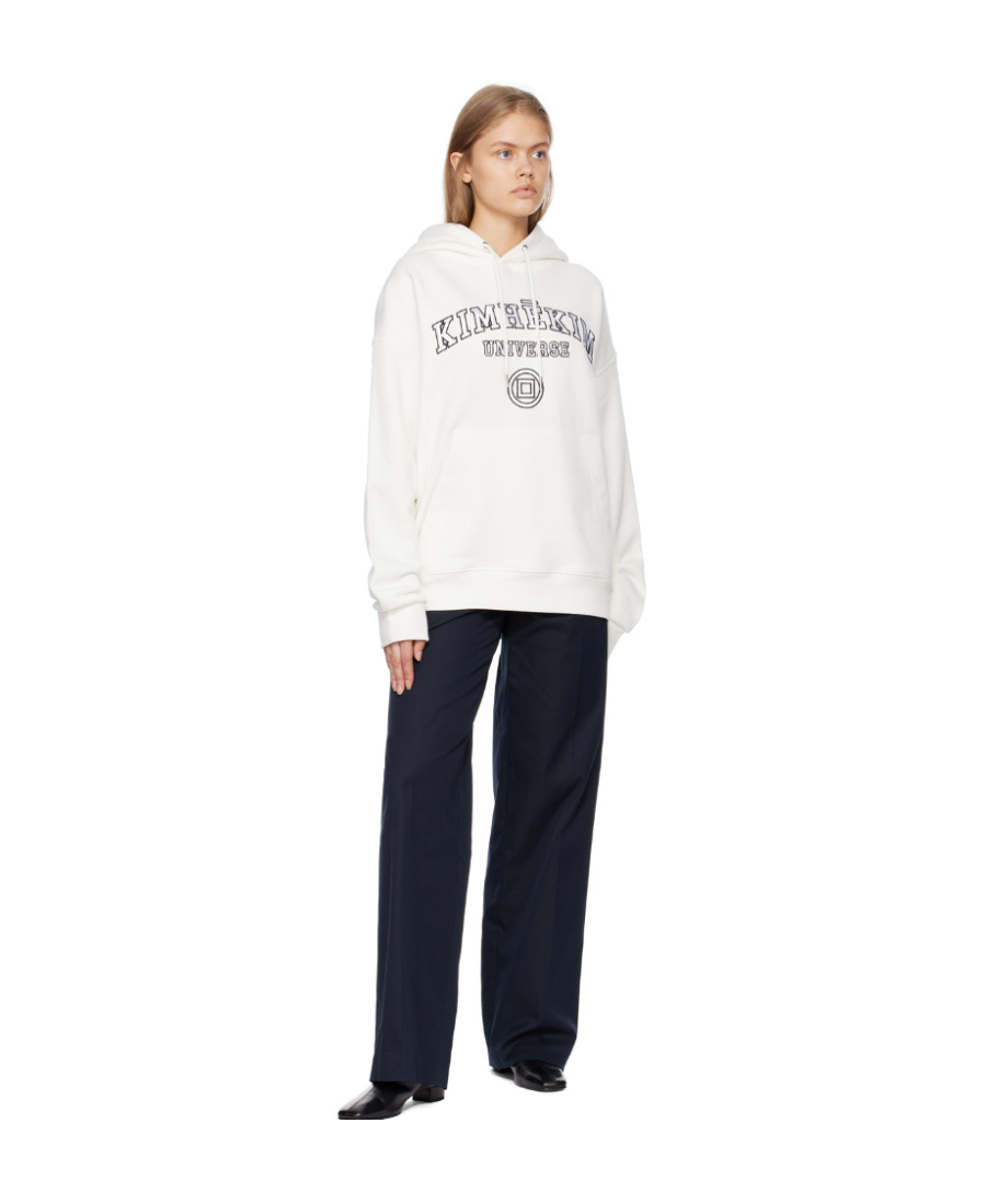 Kimhēkim Embroidered-logo Drawstring Hoodie In White