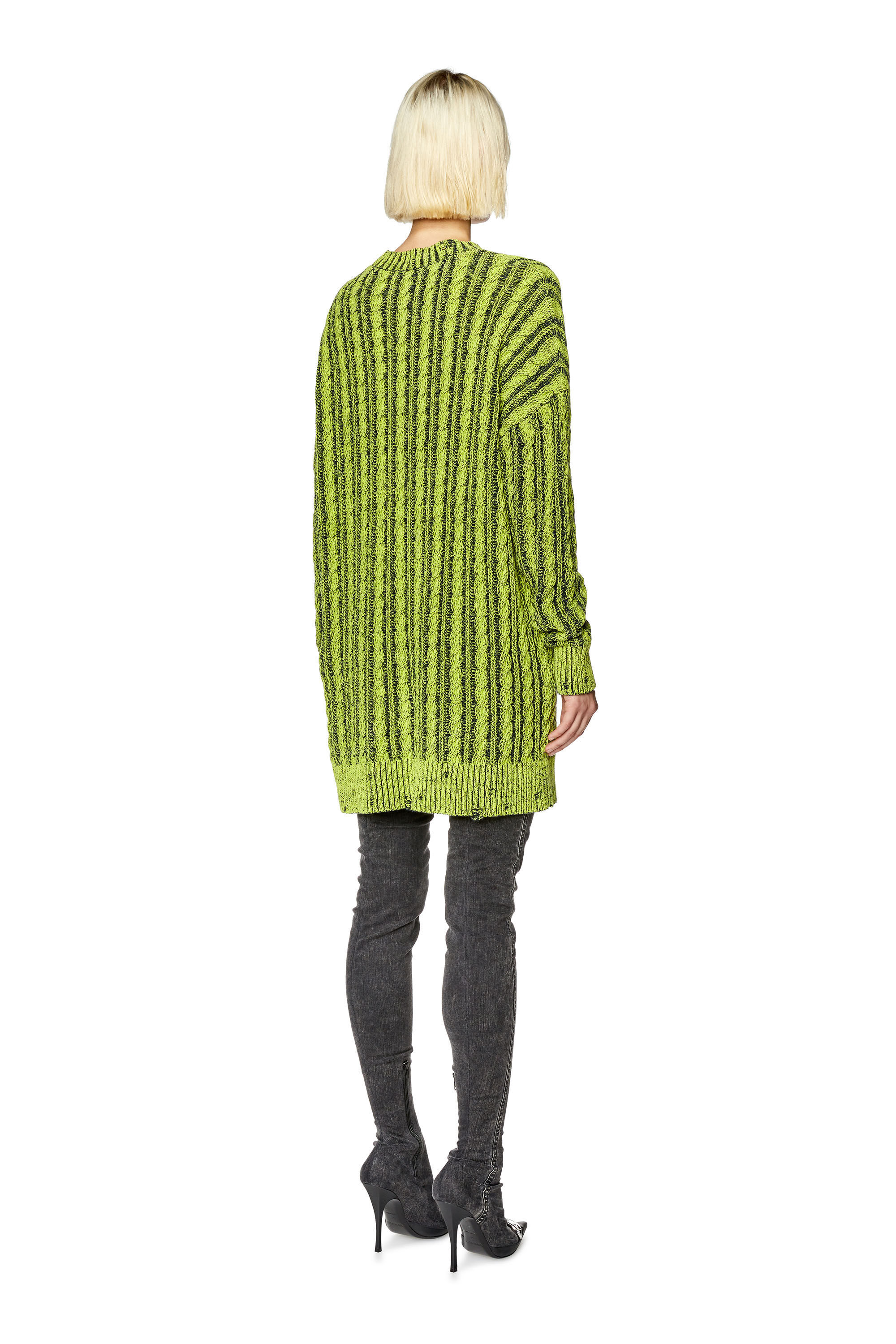 Diesel Cable-knit Round-neck Jumper In Green