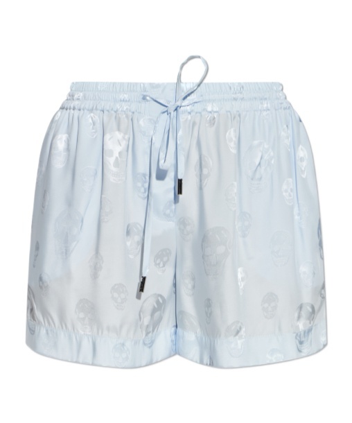 Alexander Mcqueen Shorts With A Skull Pattern In Blue