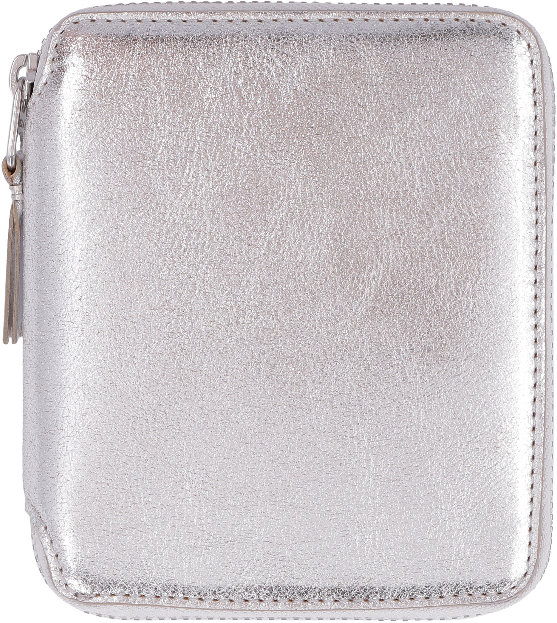Comme Des Garçons Metallic Zip Wallet In White