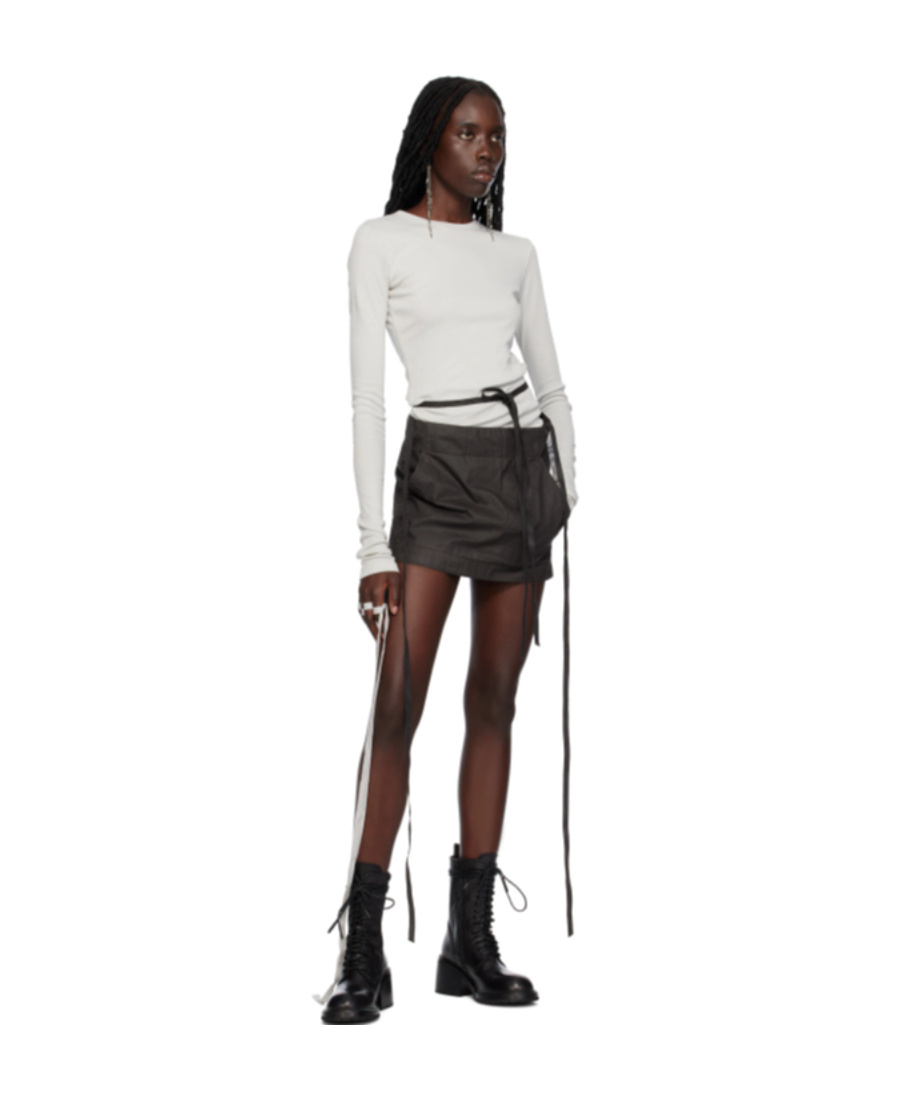 Ann Demeulemeester Magdalena Waxed Cotton Mini Skirt In Black