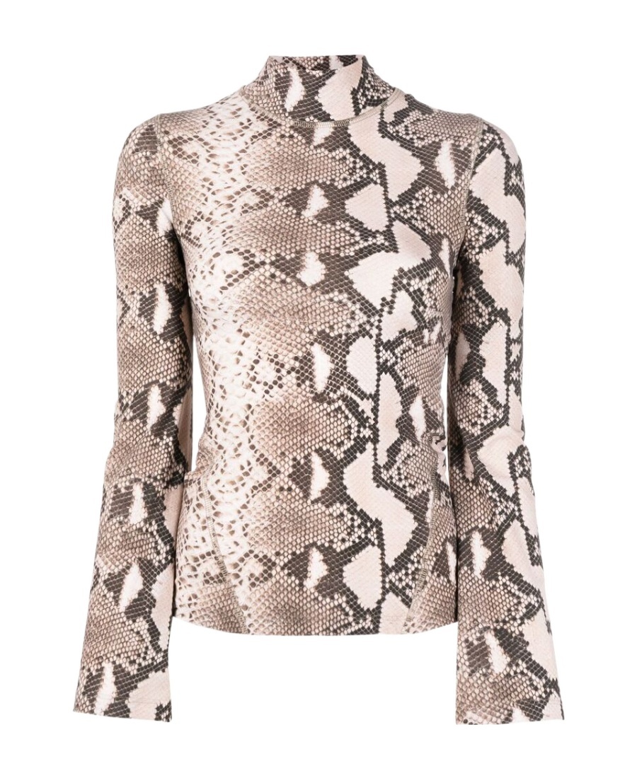 Shop Stella Mccartney Leopard Pattern Highneck Top In Nude