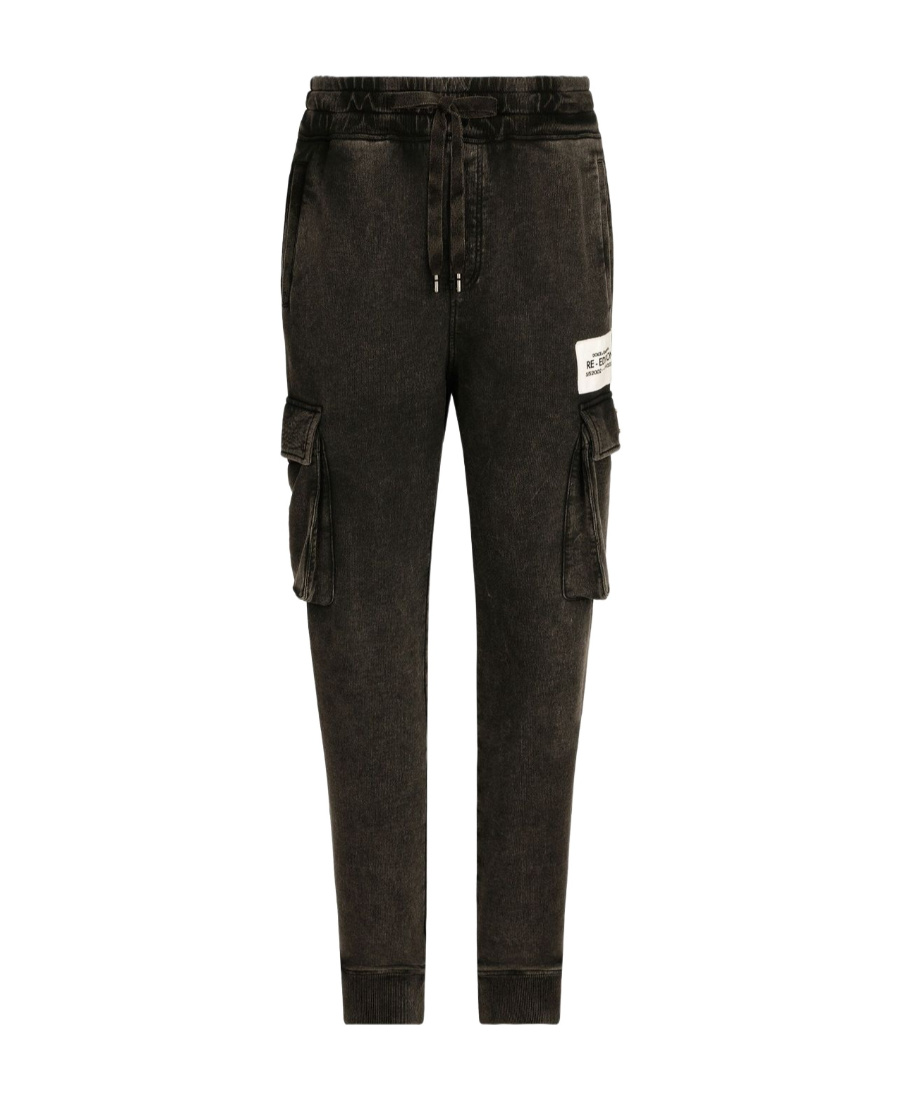 Dolce & Gabbana Logo-patch Tapered Cargo Pants For Men In Black