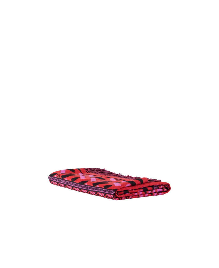 Versace Greca Signature Wool Cashmere Quilt In Red