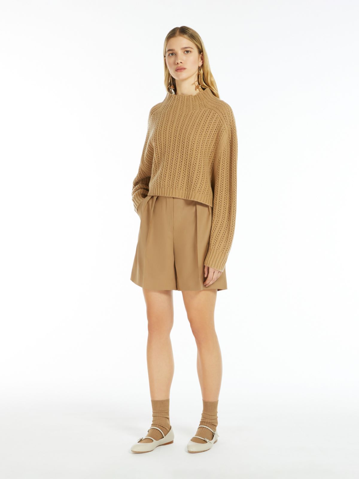 Shop Max Mara Jessica Pleat Detailed Shorts In Nude