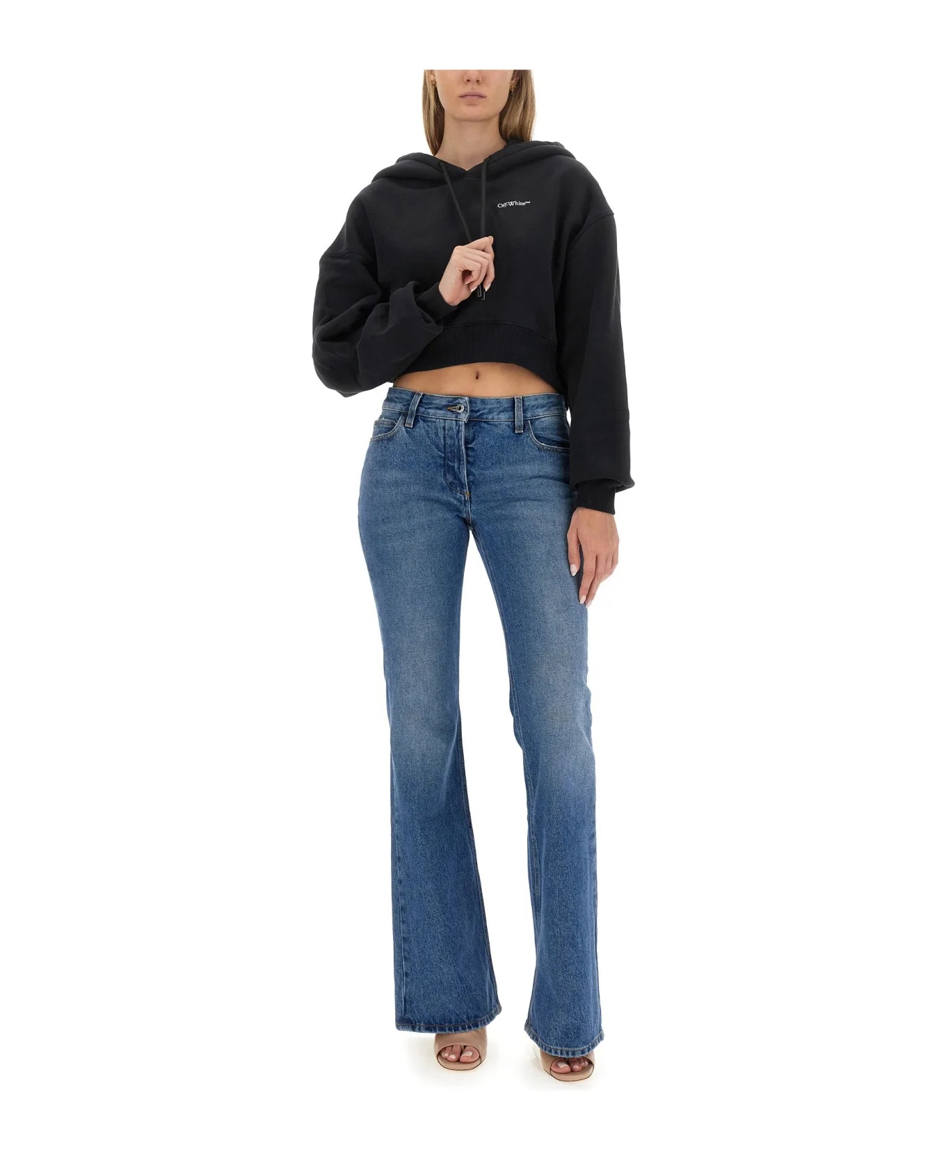Off-white Cropped Sweatshirt In Black