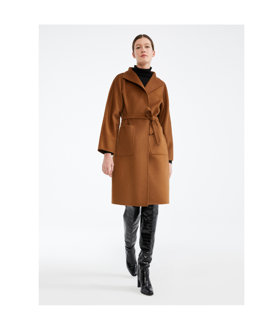 Max Mara Vertical Collar Double-sided Cashmere Coat In Brown