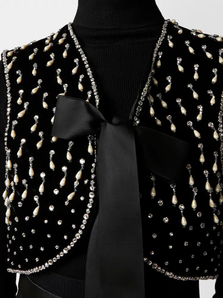 Roger Vivier Beaded Short Vest In Black