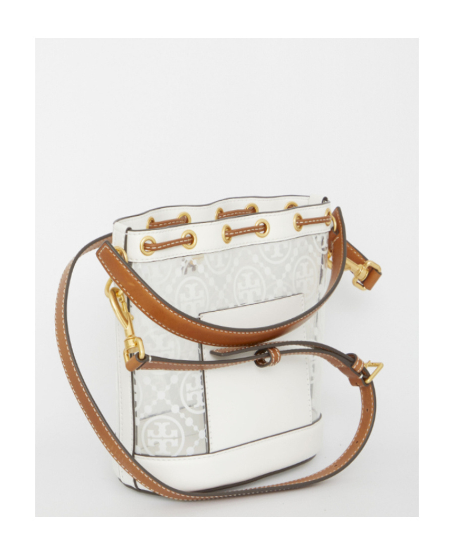 TORY BURCH T-MONOGRAM TRANSPARENT BUCKET BAG