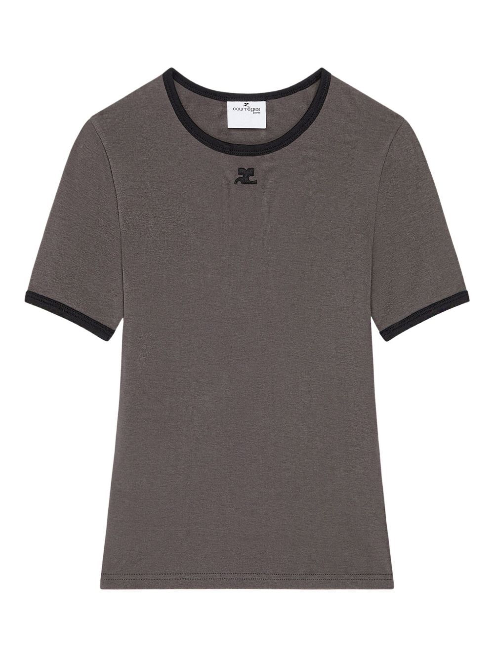 Courrèges Cotton T-shirt With Contrasting Trim In Gray