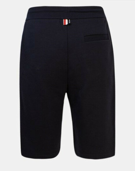 Thom Browne Embroidered Cotton Track Shorts In Black