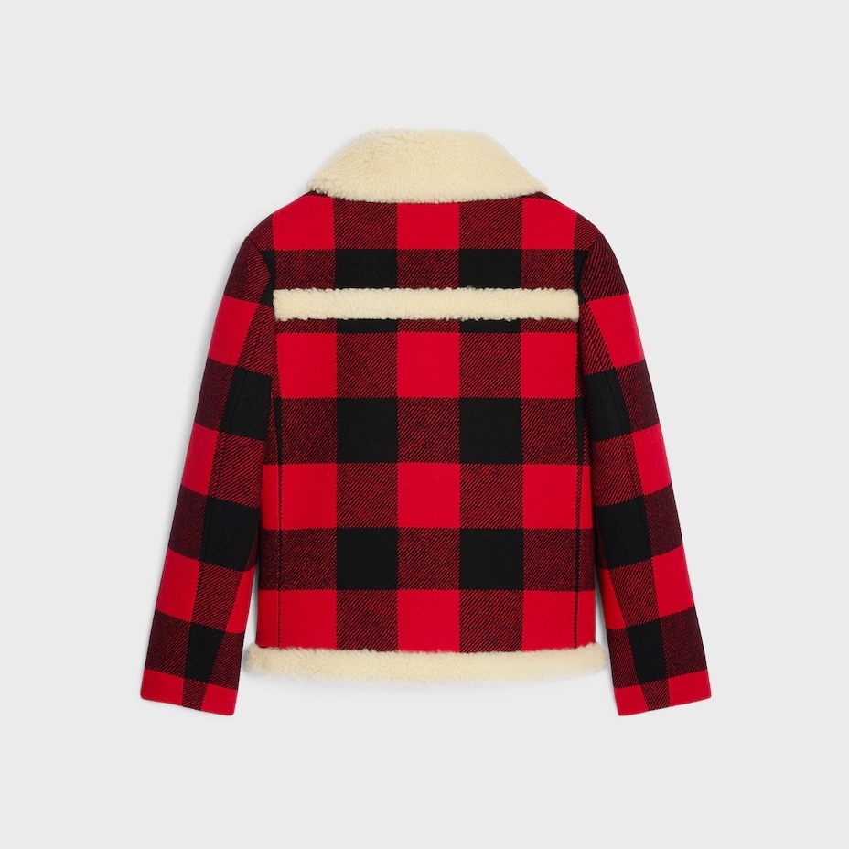 Celine Peacoat In Check Wool In Red