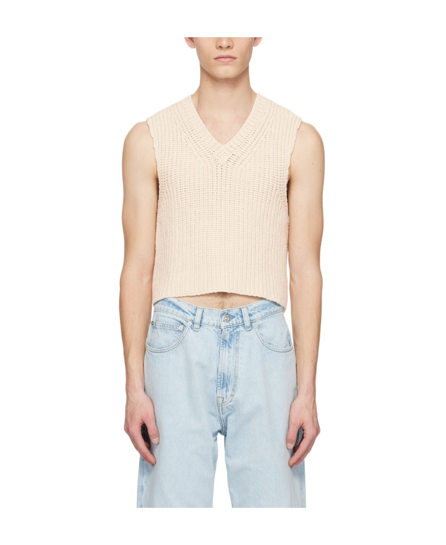 Our Legacy Ribbed-knit Cropped Vest In White