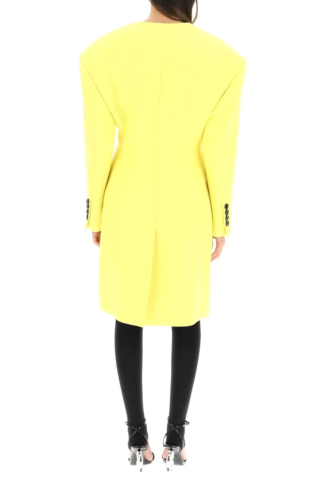 Dolce & Gabbana Woolen Coat With Contrasting Buttons In Yellow