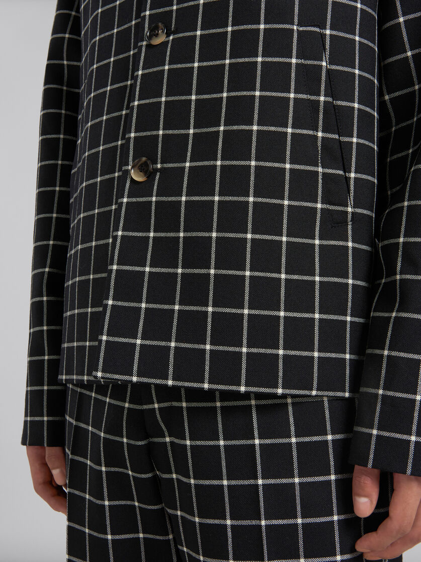 Marni Grid-pattern Single-breasted Blazer In Black