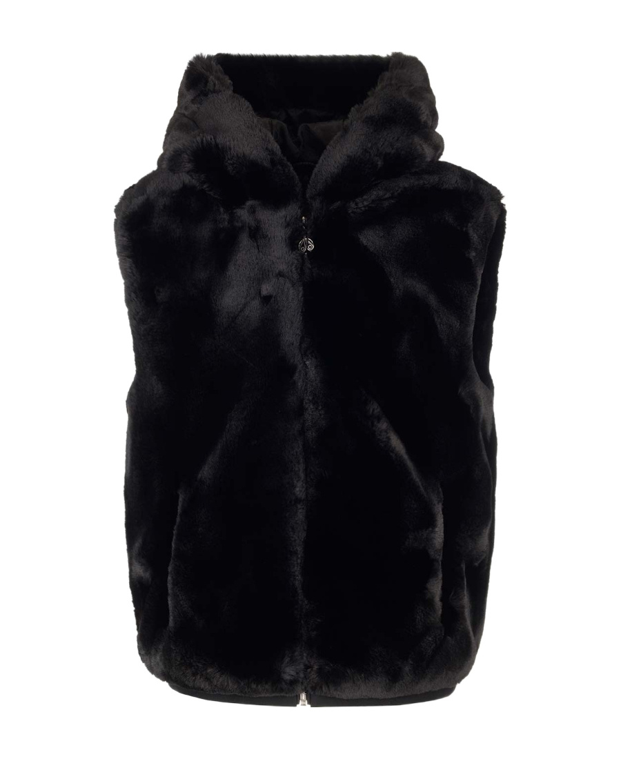 Moose Knuckles Faux-fur Zip-up Gilet In Black