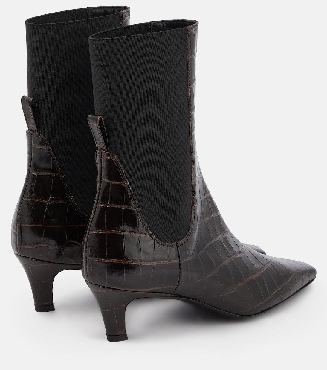 Totême Croc-effect Leather Ankle Boots In Brown