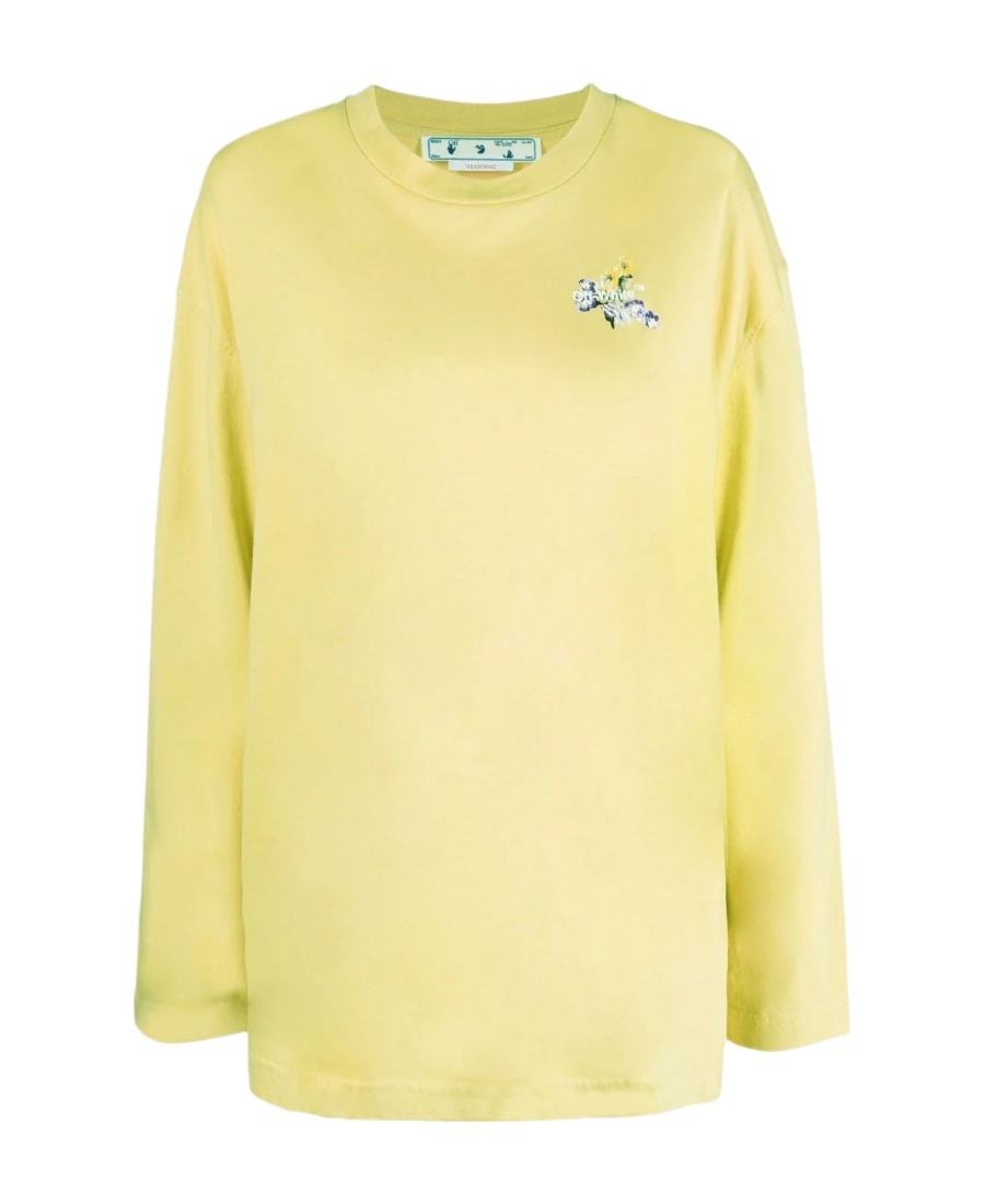 Off-white Flower Arrow Organic-cotton Sweatshirt In Yellow