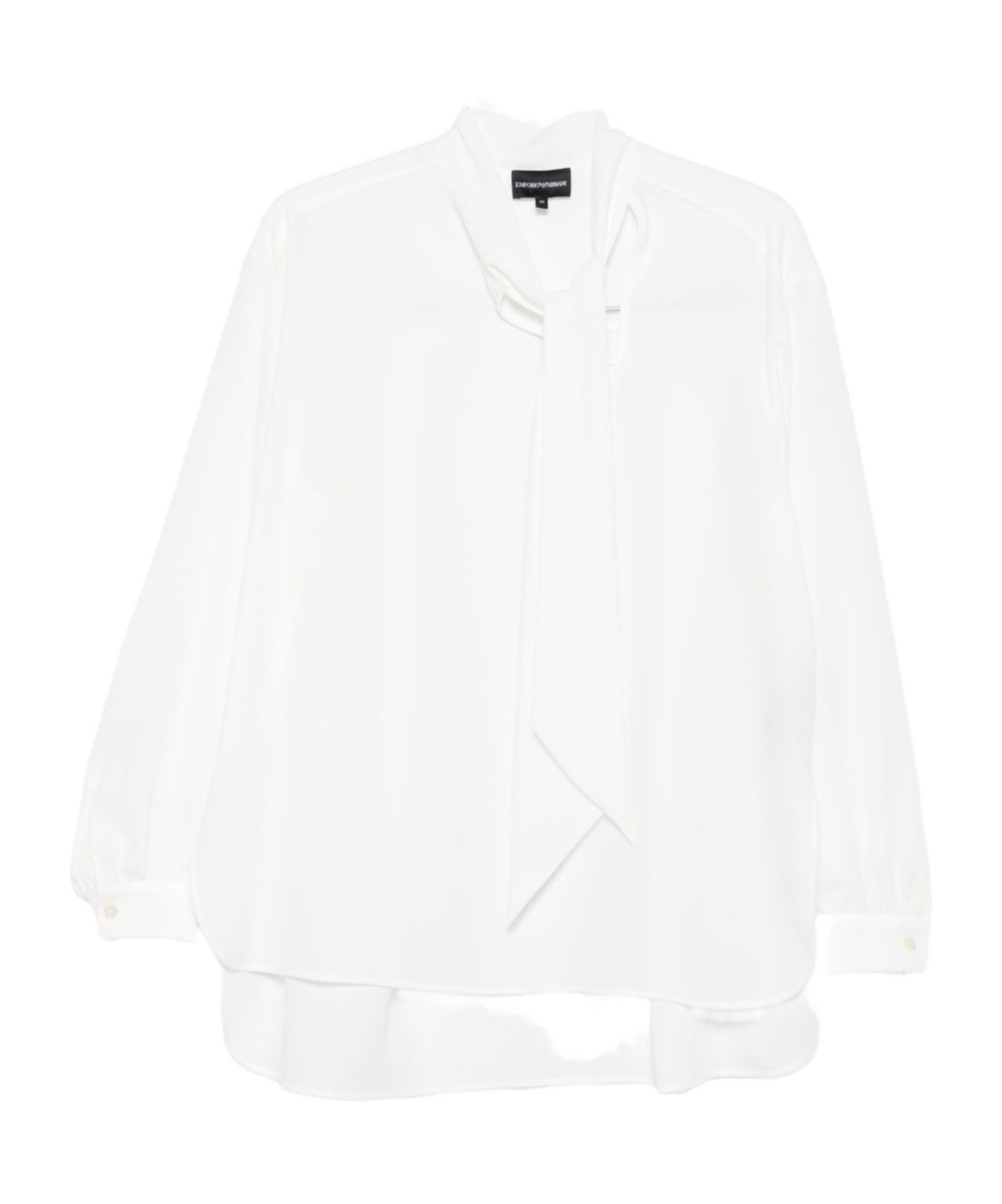 Emporio Armani Neck Tie Blouse High-low Hem In White