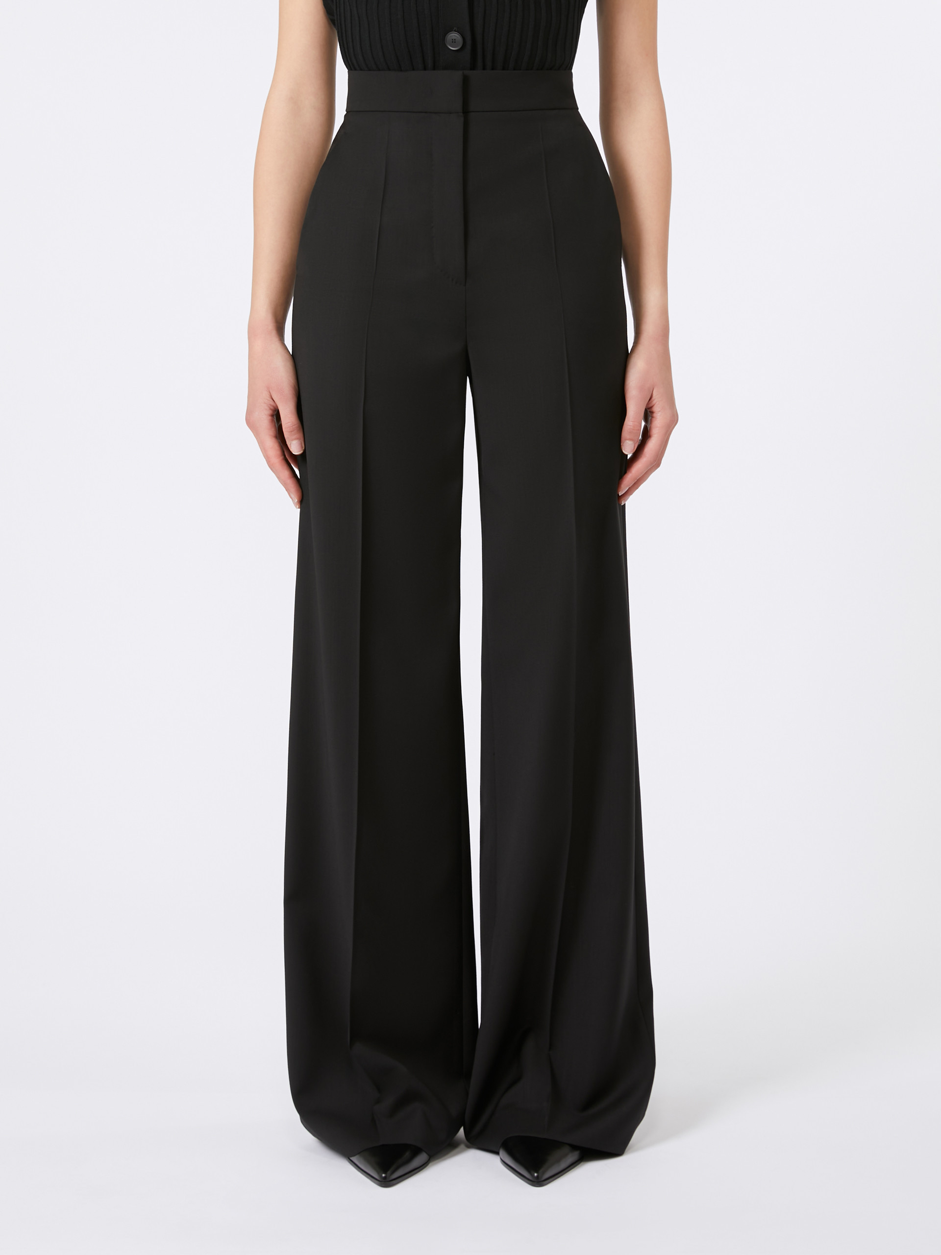 Shop Max Mara Straight-fit Light Wool Trousers