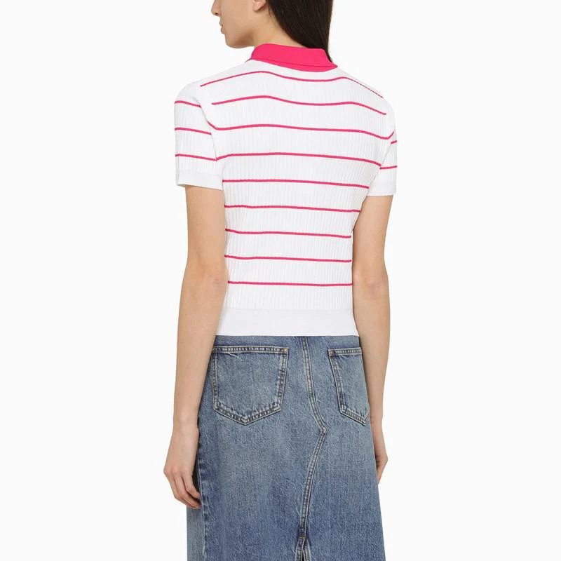 Dsquared2 Two-tone Striped Polo In White