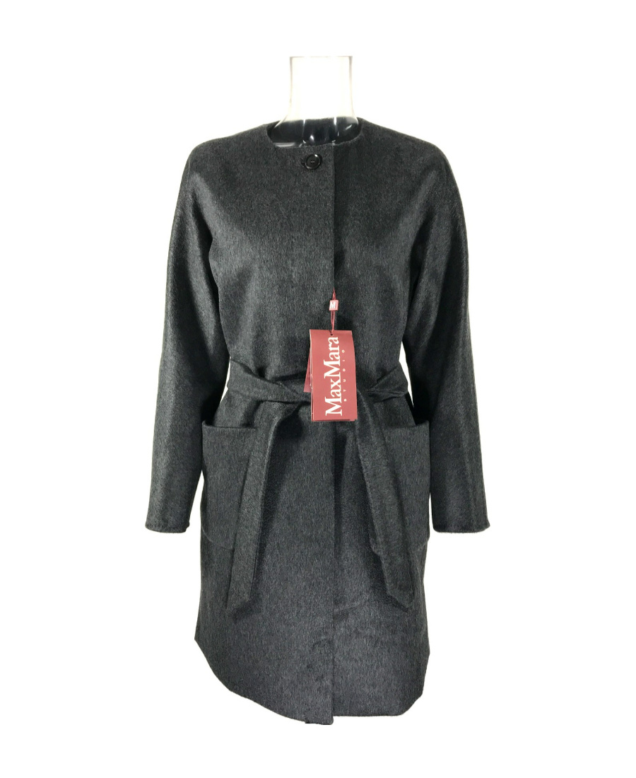 Max Mara Long-sleeved Lace-up Coat In Black