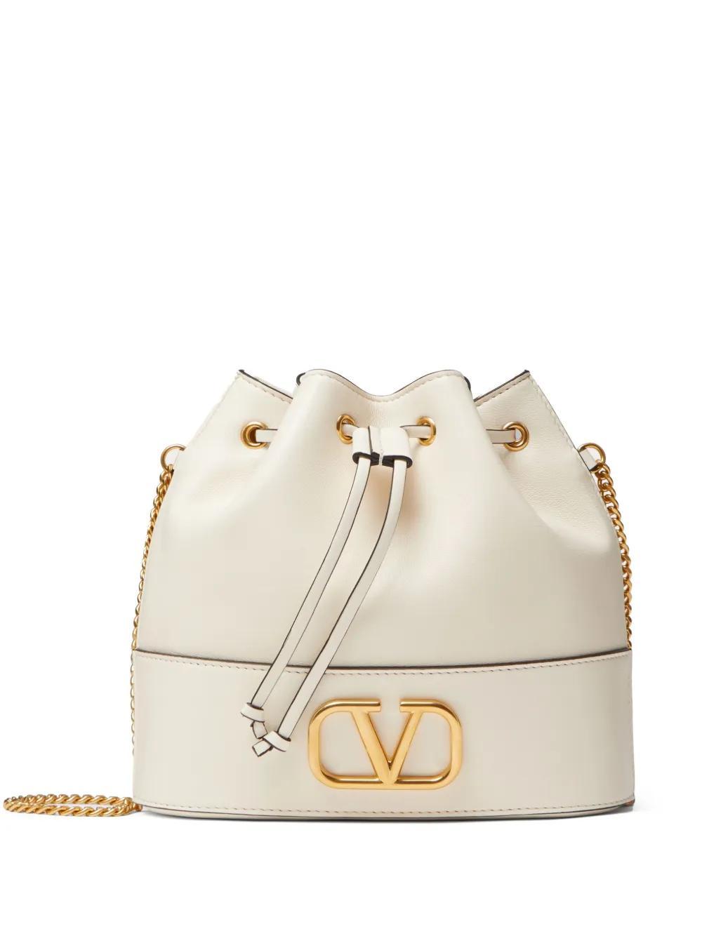 Valentino Mini Vlogo Signature Bucket Bag In Brown