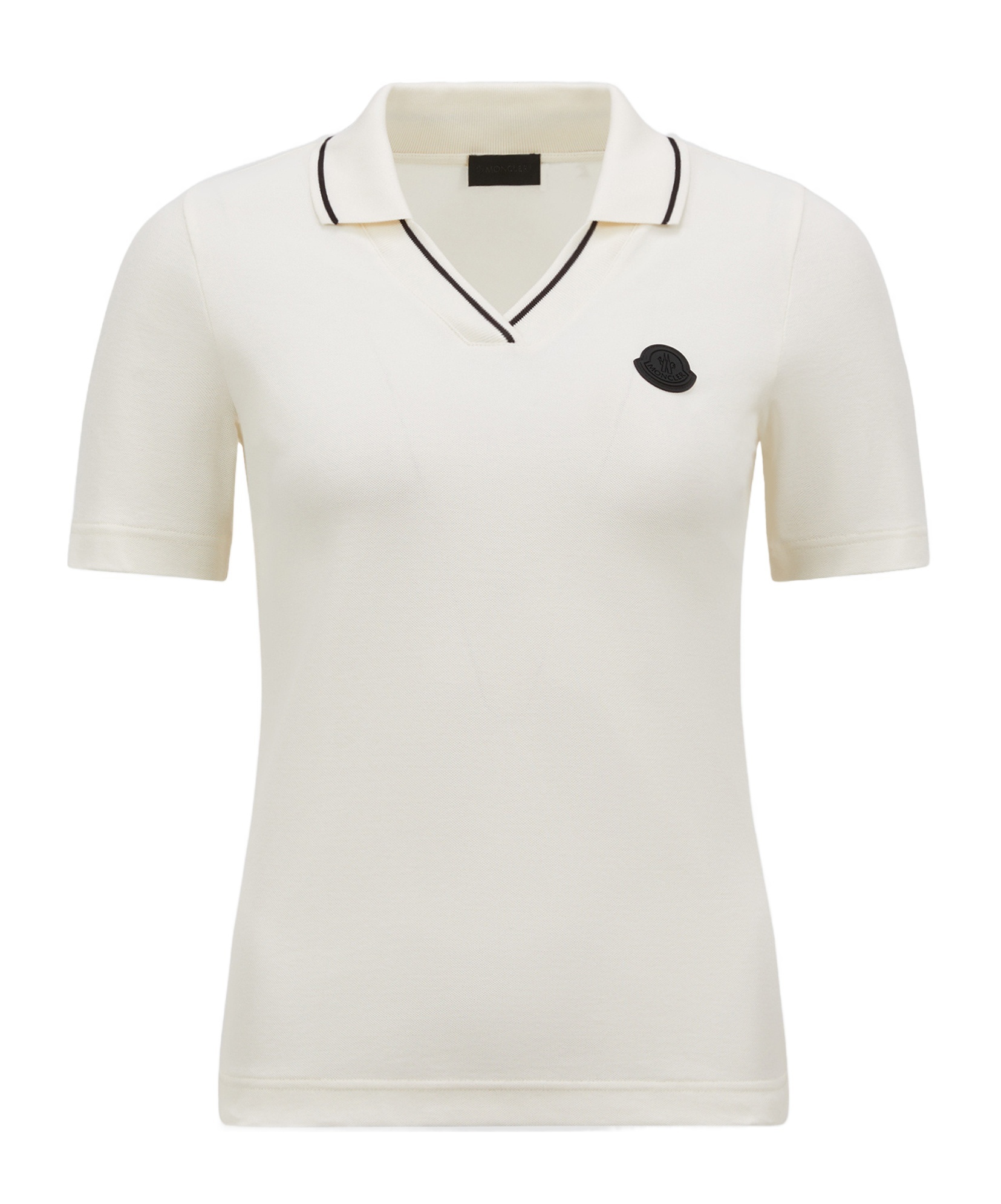 Moncler Logo Patch Cotton Piquet Polo Shirt In White