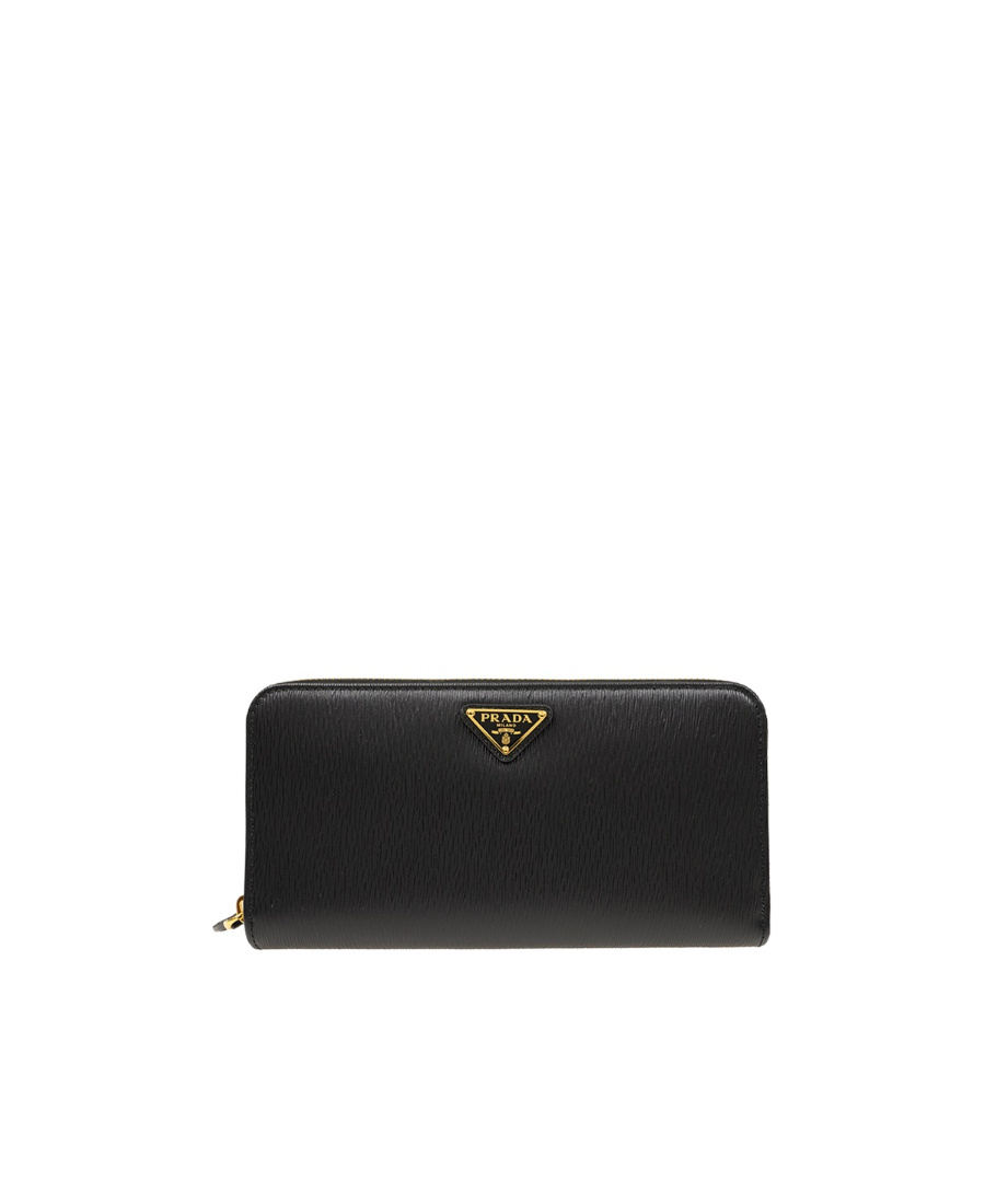 Prada Logo Patch Wallet In Black