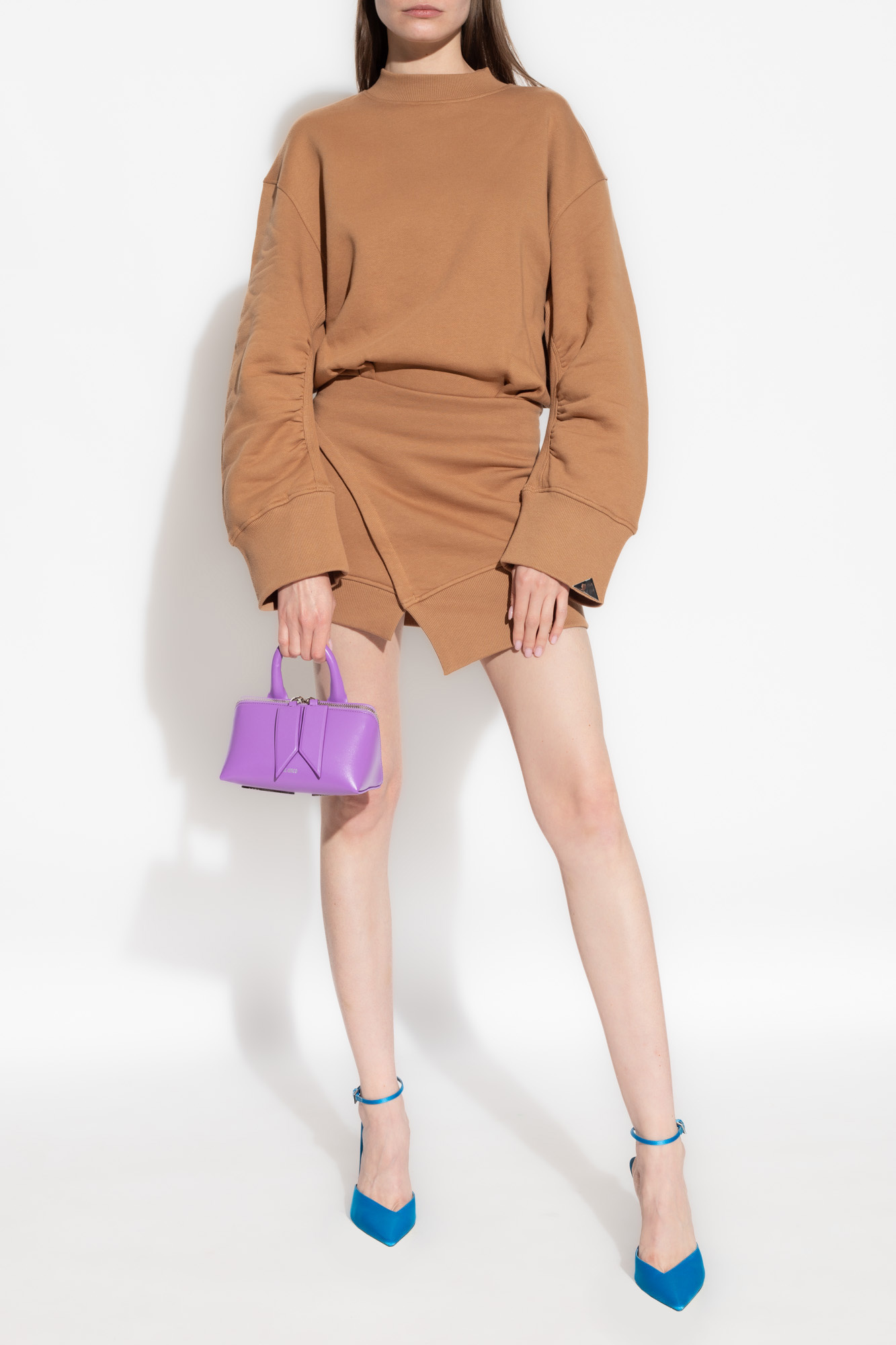Attico The Drop Shoulder Asymmetric Mini Dress In Pink