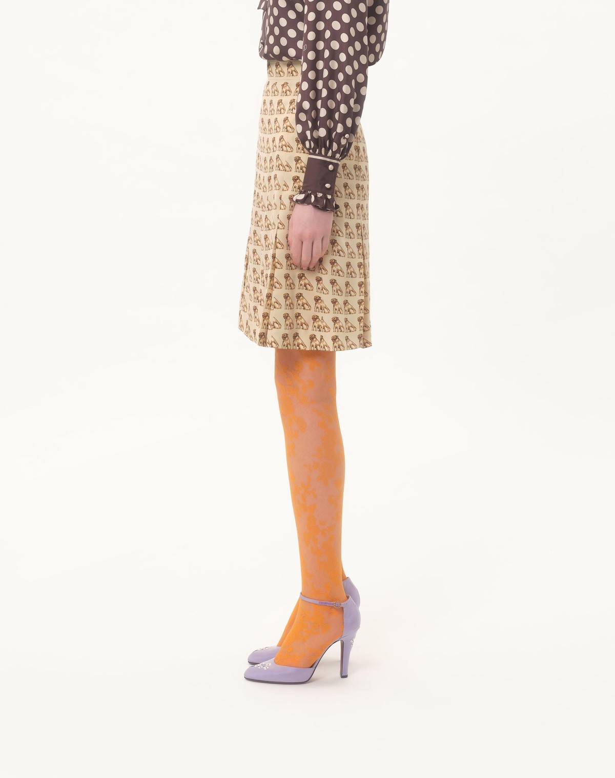 Valentino Crepe De Chine Skirt With Petit Charles Print In Brown