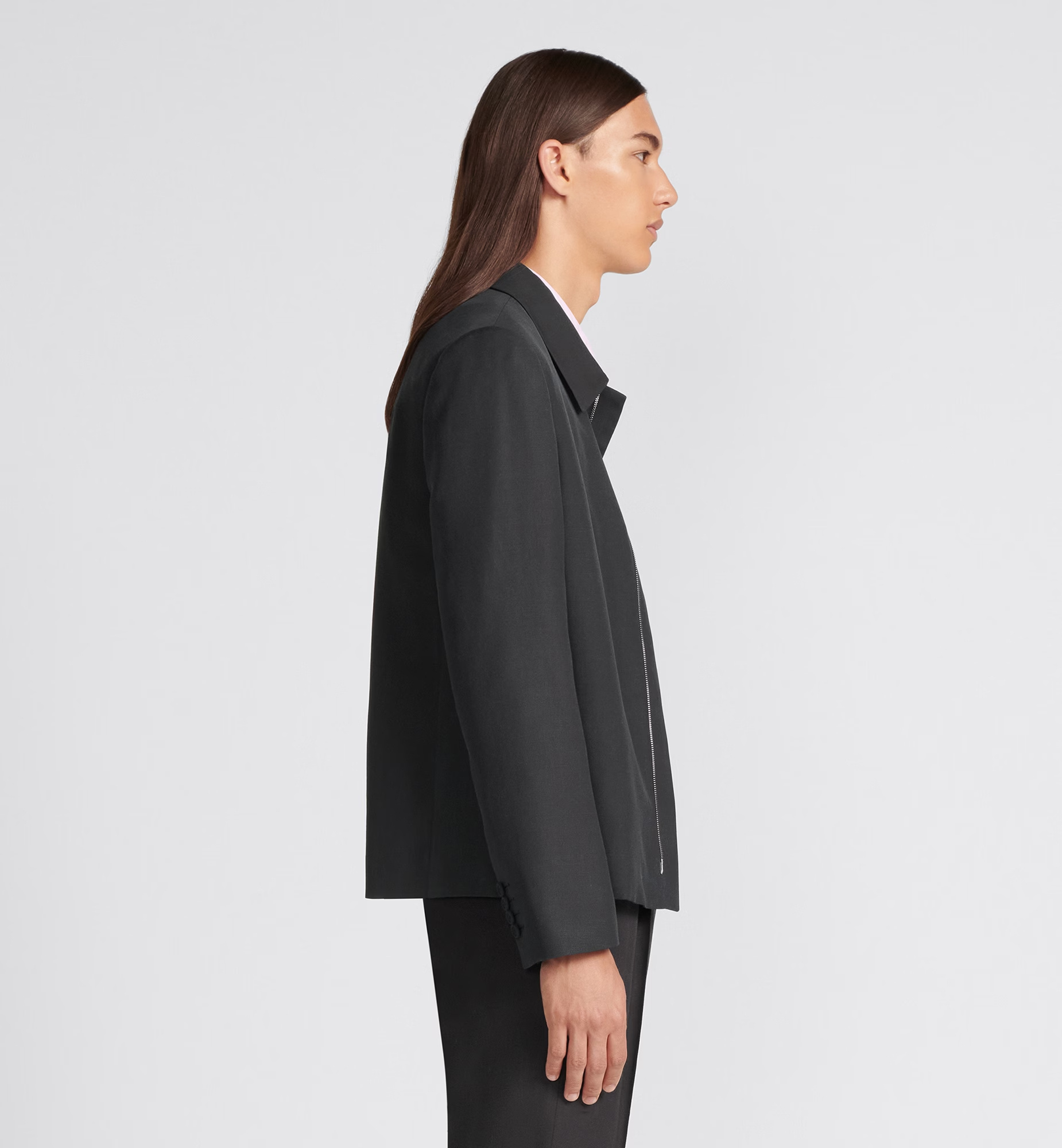 Dior Zipper Wool Blended Leisure Jacket In Black