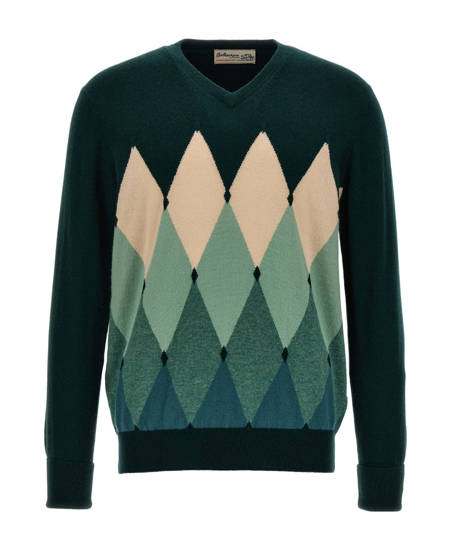 Ballantyne Argyle-intarsia Cashmere Jumper In Black
