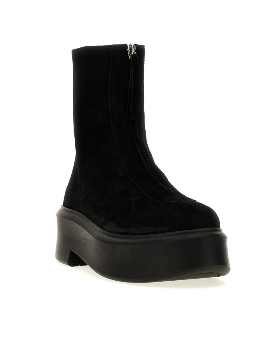 The Row Round Toe Short Boots In Black