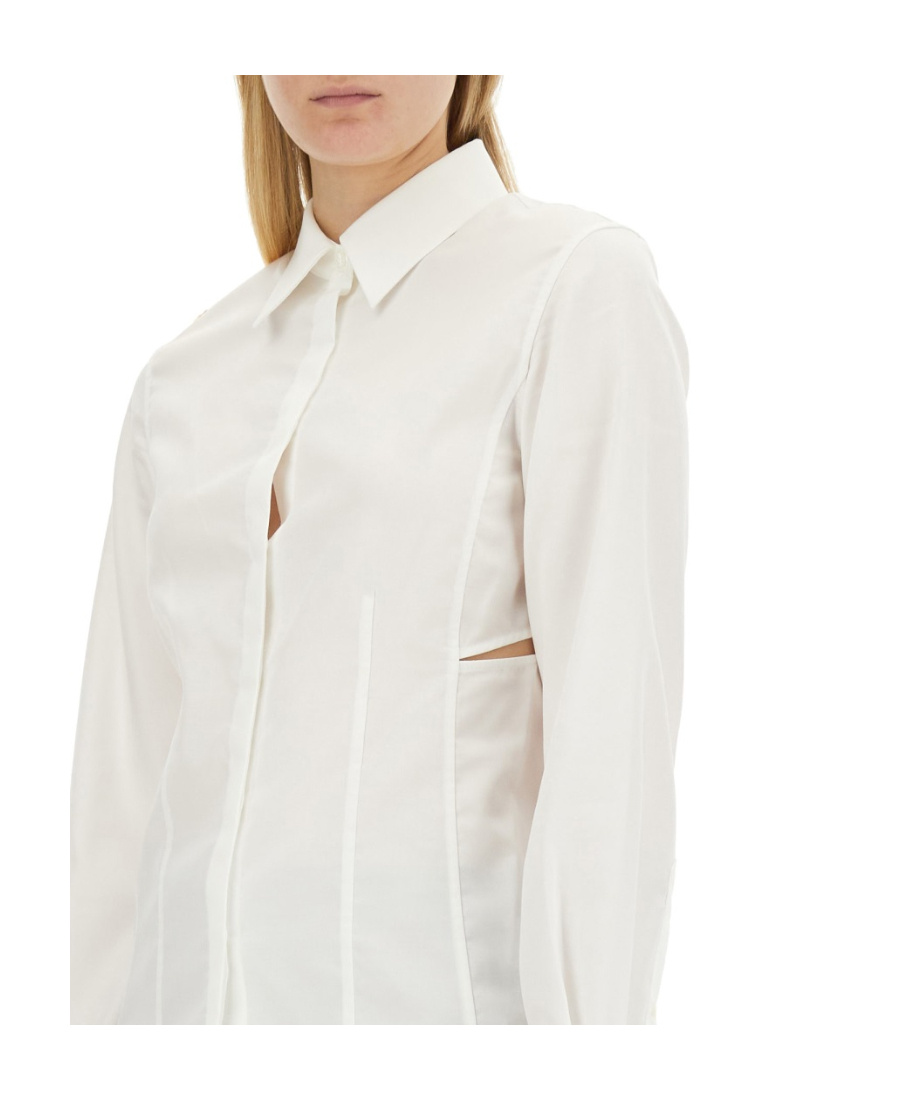 Helmut Lang Cotton Slash-detail Shirt In White