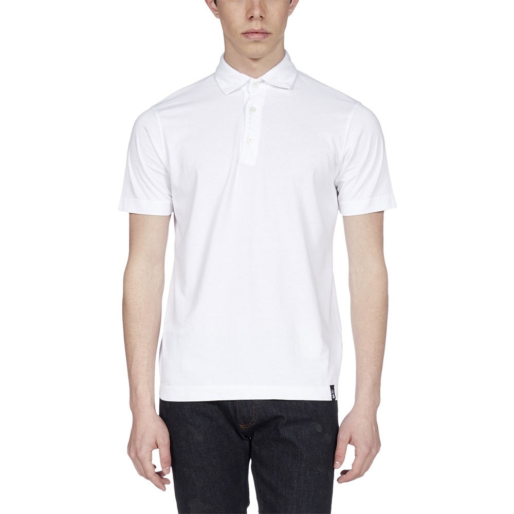 Drumohr Logo Label Jersey Polo In White