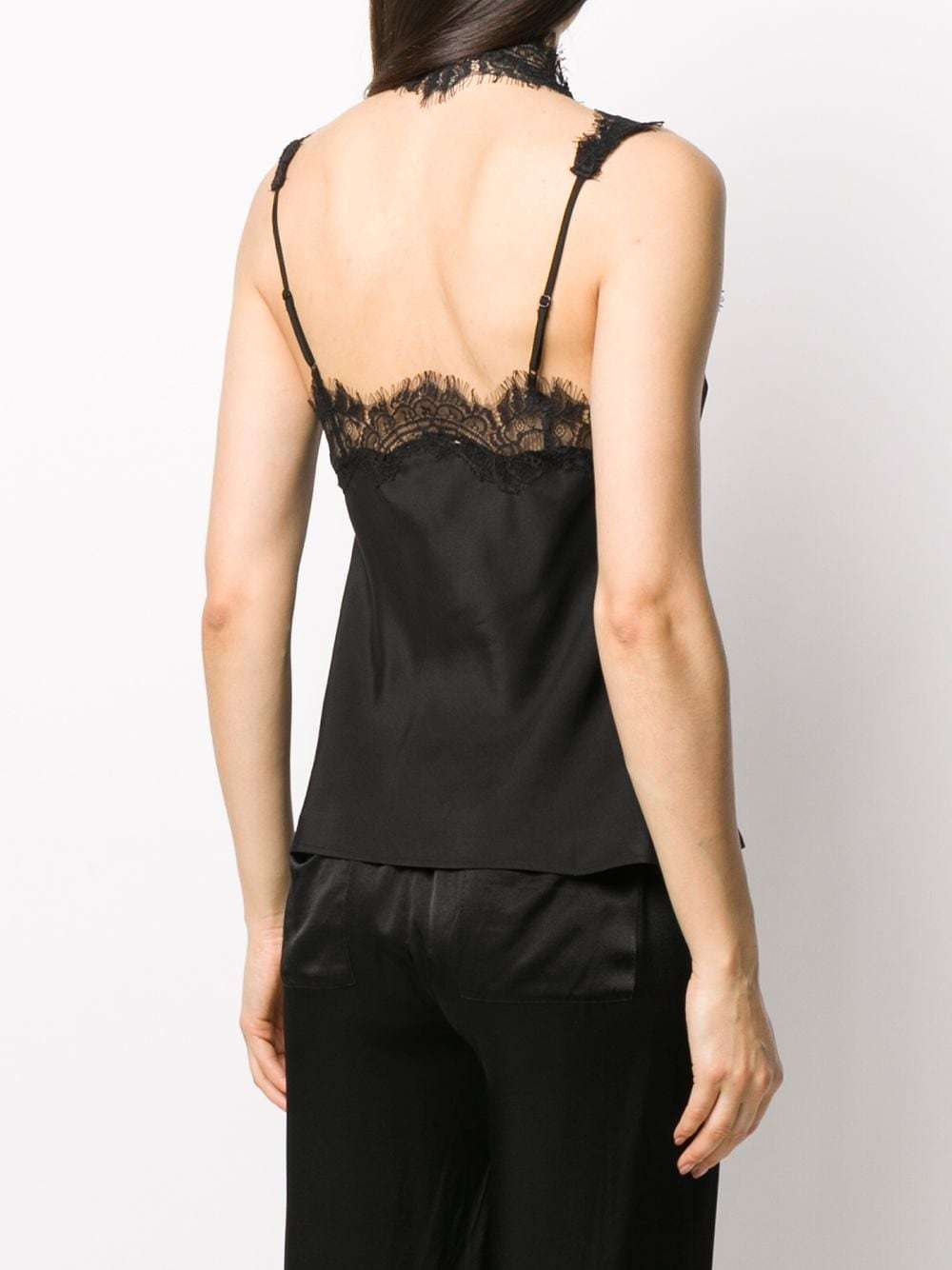 Gold Hawk Lace Panel Silk Blouse In Black