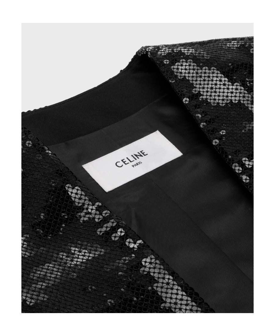 Shop Celine Embroidered Bolero In Wool Gabardine In Black