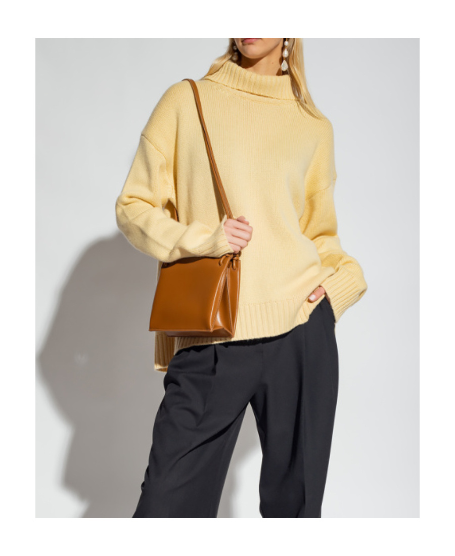 Jil Sander Pastel Yellow Cashmere Blend Oversize Sweater In Yellow