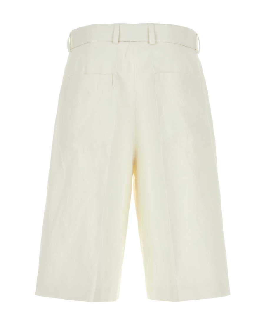 Jil Sander Flared Linen Bermuda Shorts In White