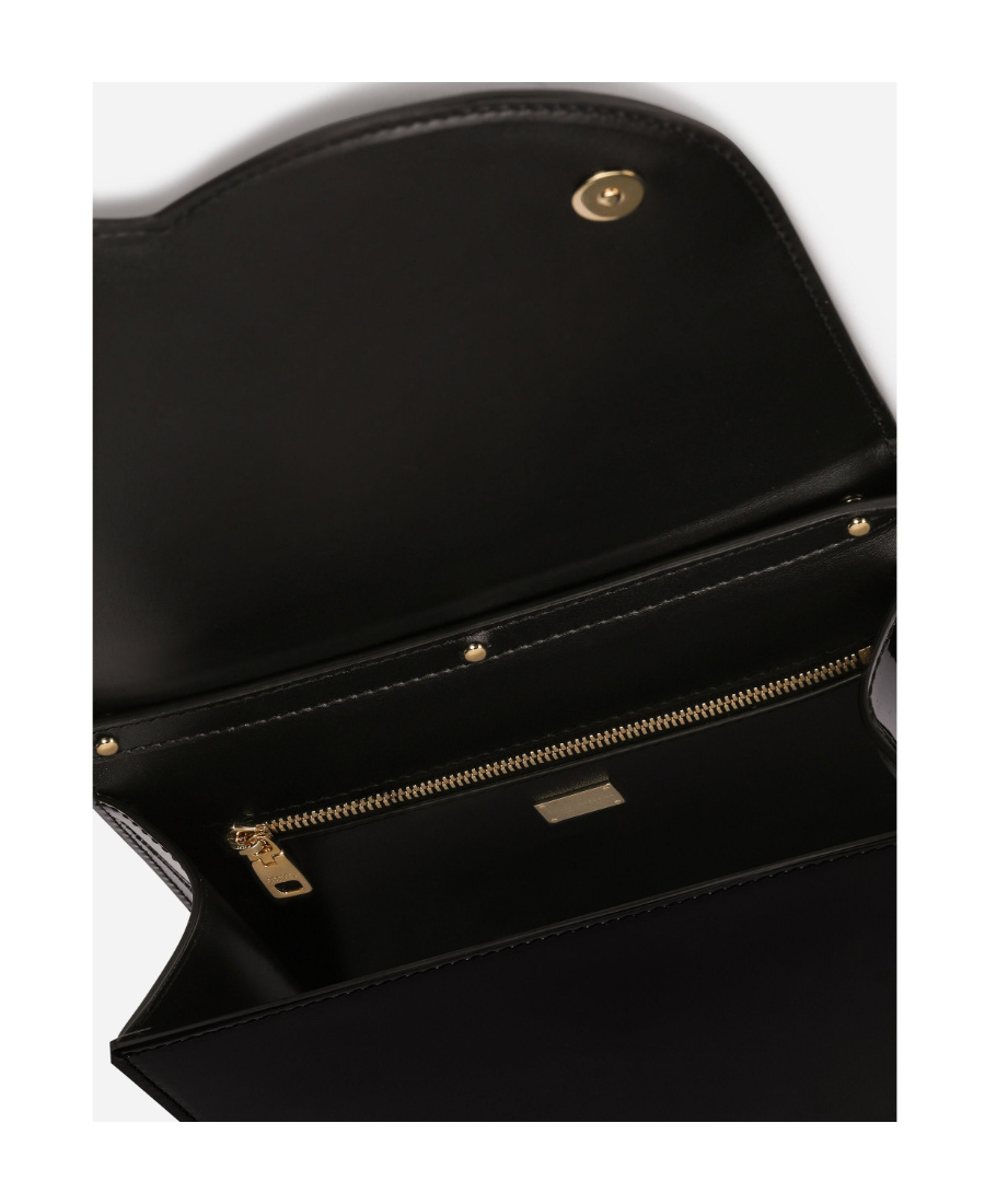 Dolce & Gabbana Elegant Dg Logo Patent Leather Crossbody Handbag In Black