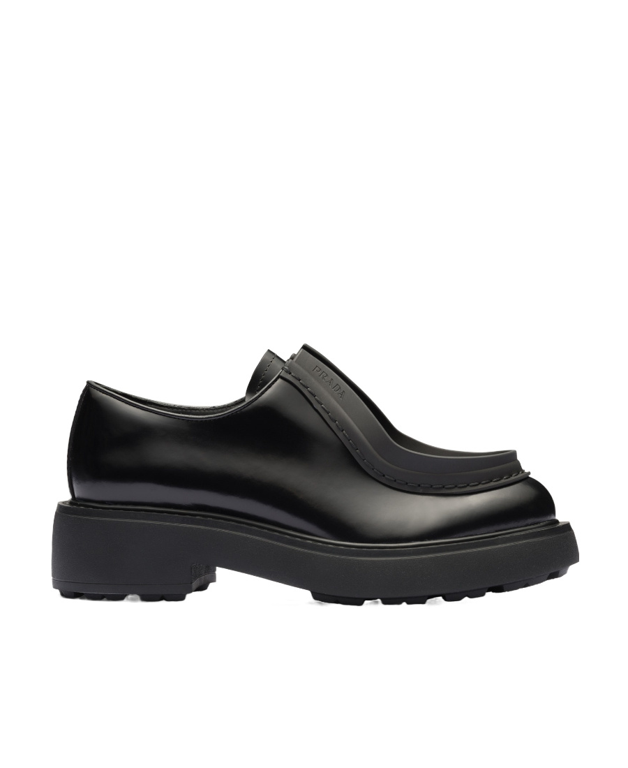 Prada Women's Leather Lace-up Shoes In Black