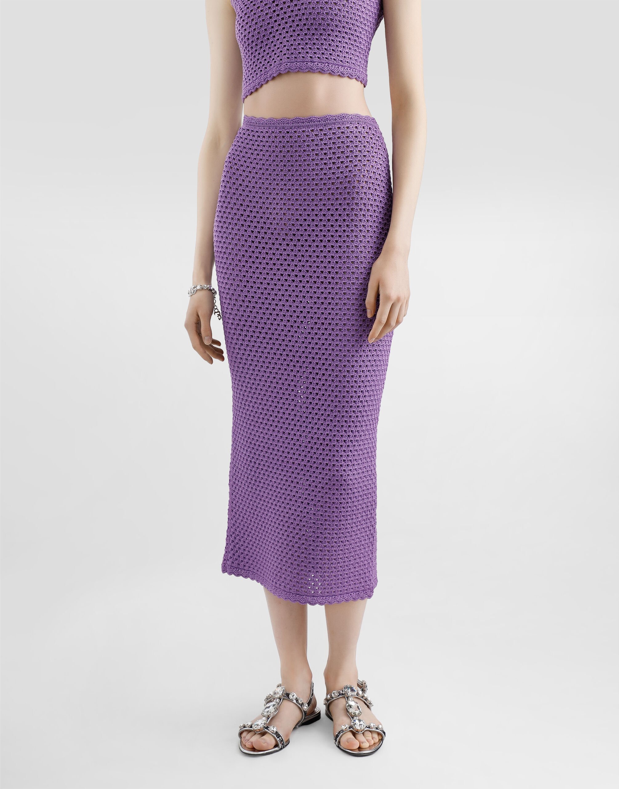 Dolce & Gabbana Calf-length Crochet Skirt In Purple