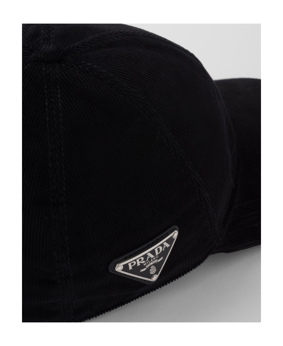 Shop Prada Corduroy Baseball Cap In Black