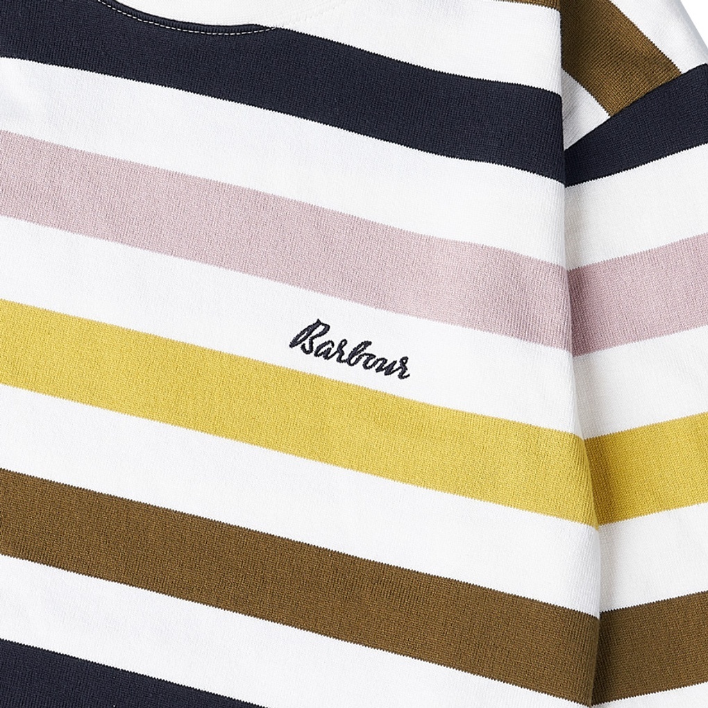 Barbour Long Sleeved Striped T-shirt In White