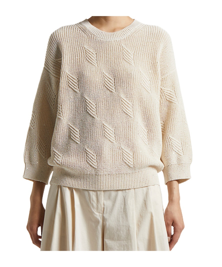 Peserico Sequinned Sweater In Quartz Sand