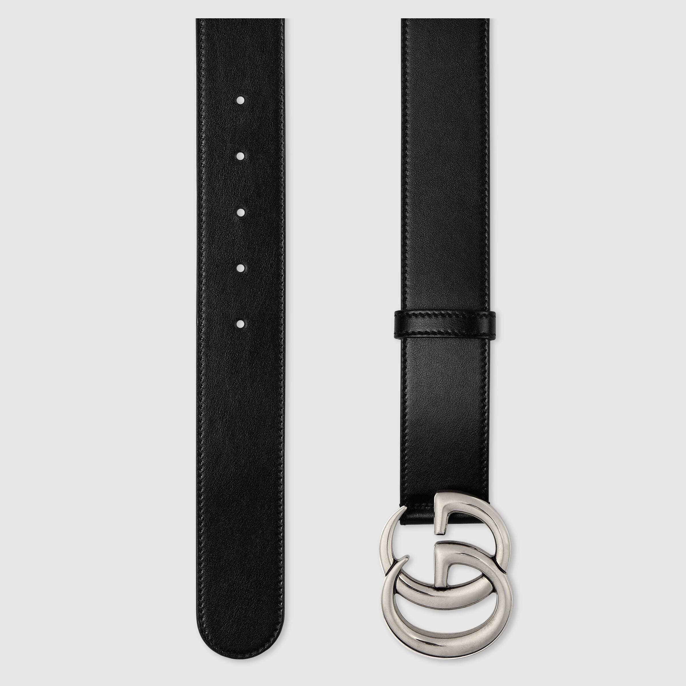 Gucci Gg Marmont Leather Belt In Black