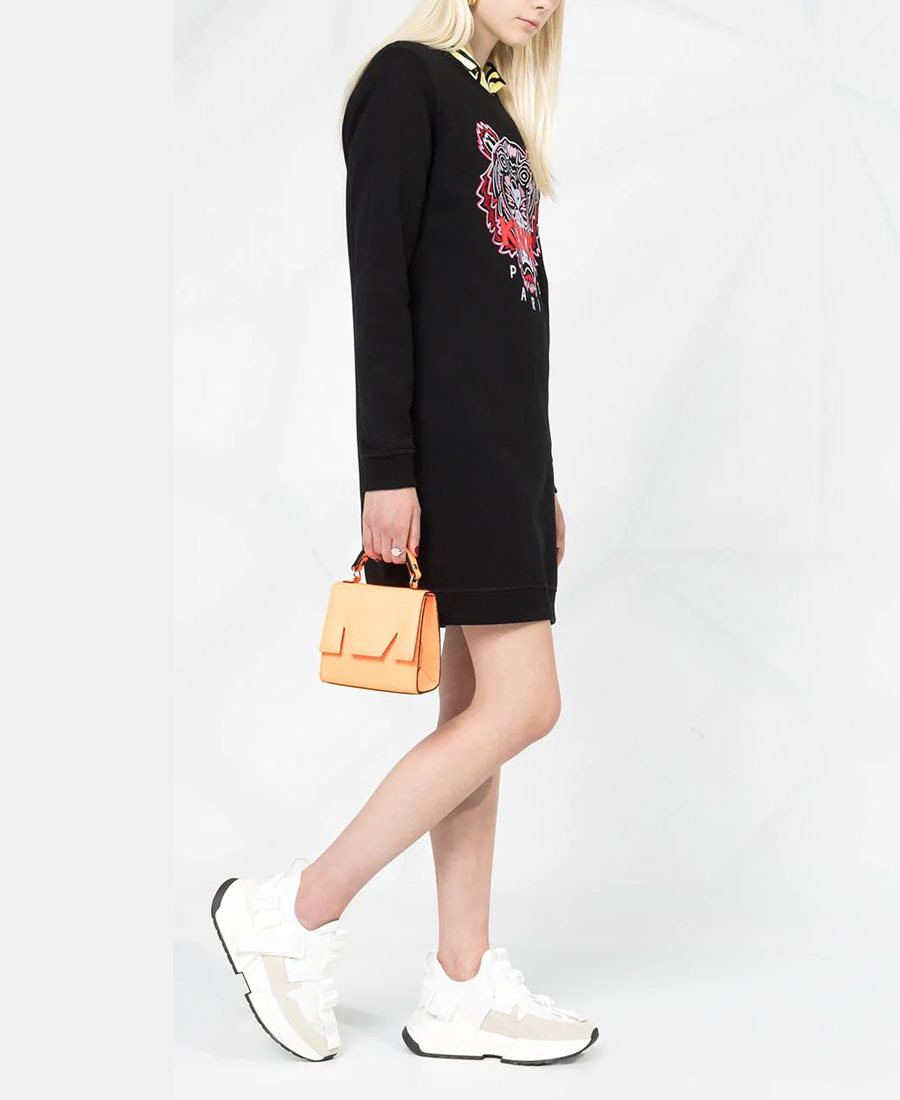Kenzo Logo-embroidered Dress In Black