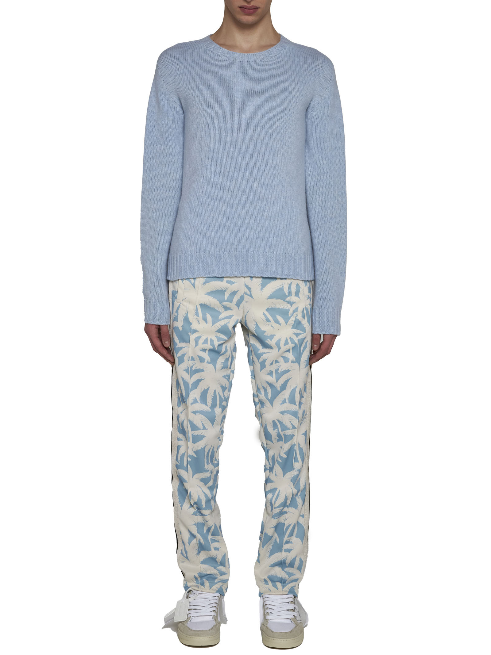 Palm Angels Palm-printed Elasticated Waist Track Pants In Gray