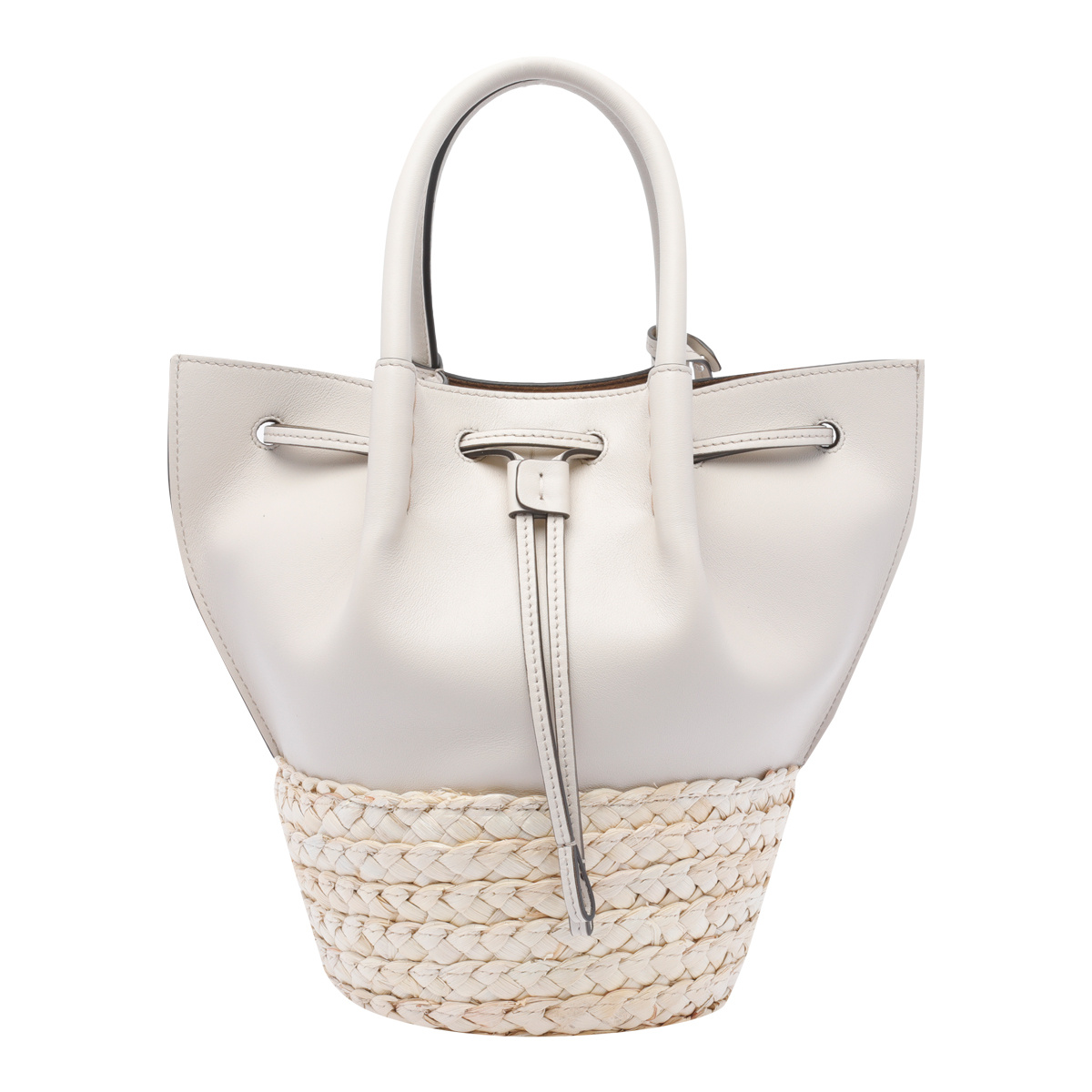 Tod's Logo Embossed Panelled Bucket Bag In White